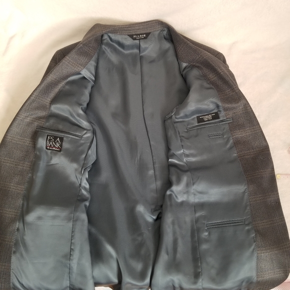 Jos A Bank Signature Collection Wool 43R Windowpane Gray Blue Accent Spo… - Picture 7 of 11